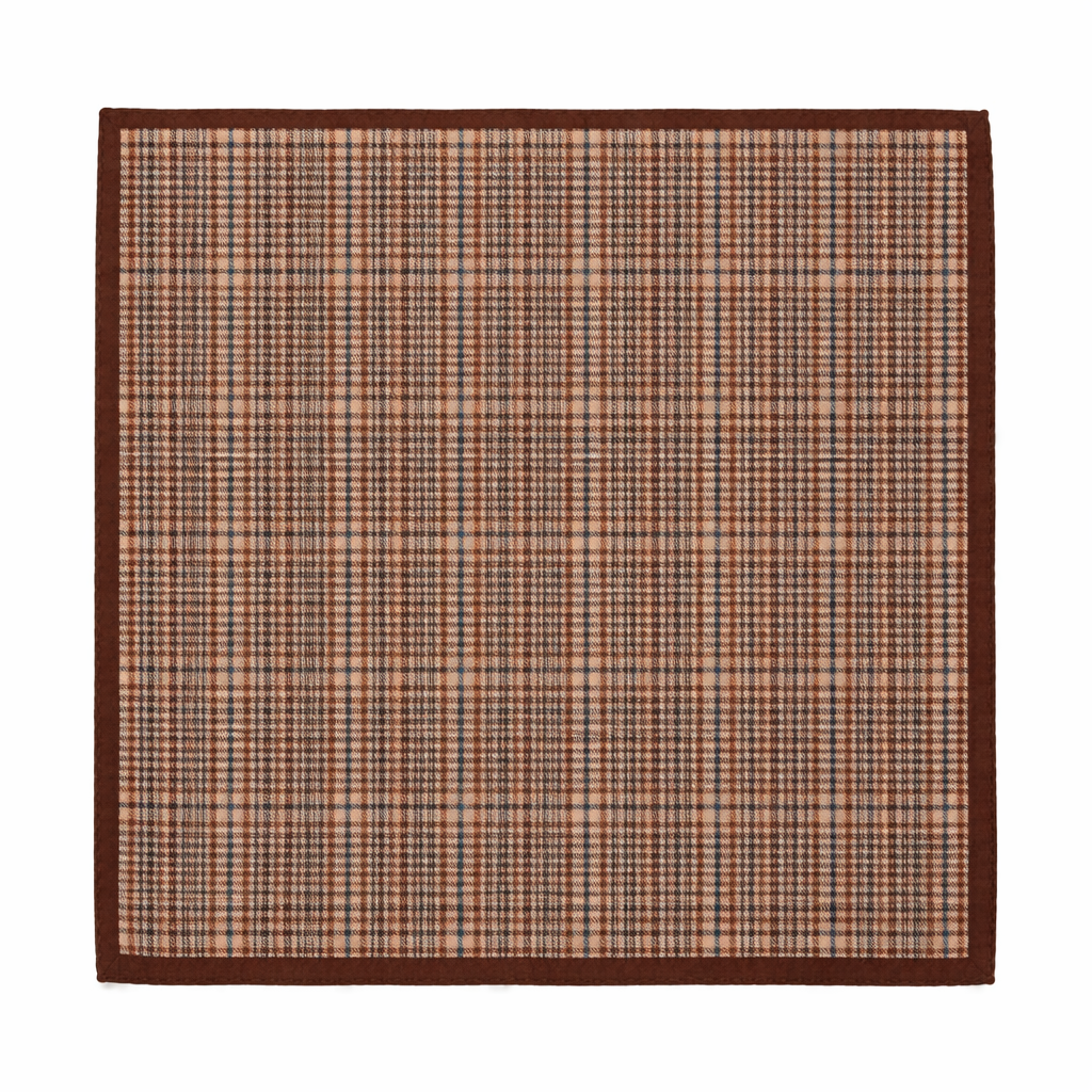 Classic Small Check Silk/Wool Scarf – Brown Check Style 60x60 cm