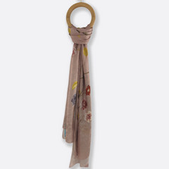 Dusty Pink Floral Scarf / 100% Silk / 180x110cm