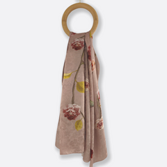 Dusty Pink Floral Scarf / 100% Silk / 180x110cm