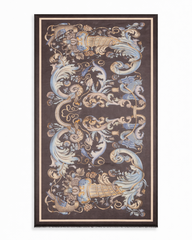 LaRana Celestial Garden Motif Cashmere Shawl – 100% Cashmere Grey 190×90 cm