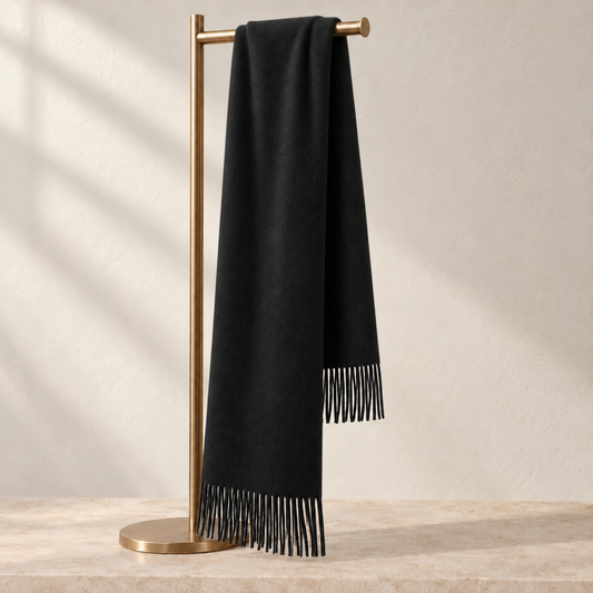 Luxury Pure Cashmere Scarf - Black / 180x30cm