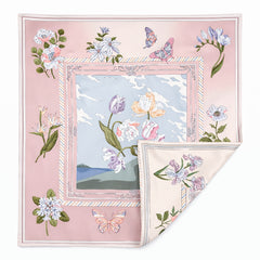 100% Silk Twill Hand-Made Scarf – Spring Garden Tulip 90x90cm