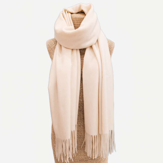 Luxury Pure Cashmere Scarf - Cream White / 200x70cm