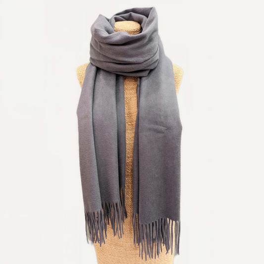 Luxury Pure Cashmere Scarf - Misty Blue / 200x70cm