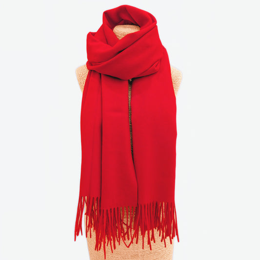 Luxury Pure Cashmere Scarf - Classic Red / 200x70cm