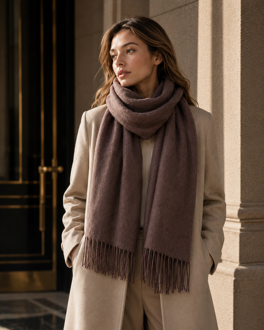 Luxury Pure Cashmere Scarf - Beige Taupe / 200x70cm