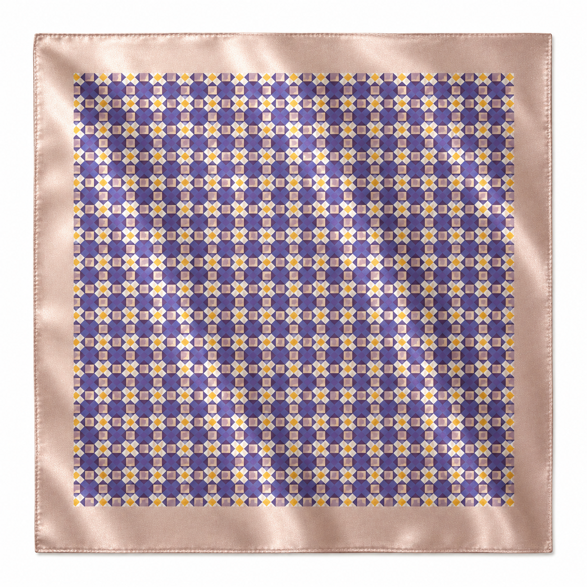 100% Silk Square Scarf 54x54 cm - Purple Geometric