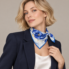 100% Silk Square Scarf 54x54 cm - Dreamy Blue Bloom