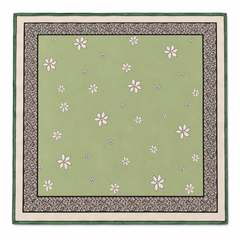 Foulard carré 100 % soie 54x54 cm - motif floral crème et orange