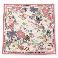 100% Silk Square Scarf 54x54 cm -Blush Pink Floral