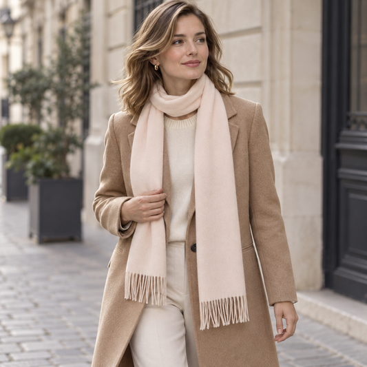 Luxury Pure Cashmere Scarf - Cream White / 180x30cm