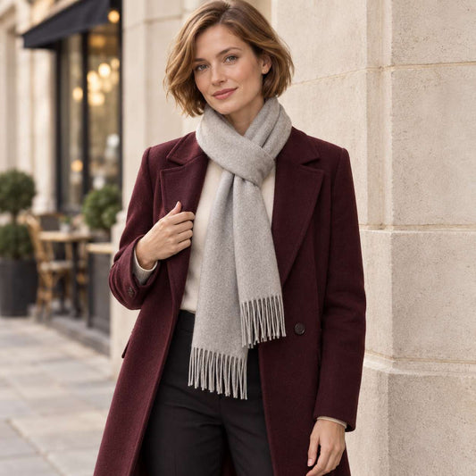 Luxury Pure Cashmere Scarf - Heather Grey / 180x30cm