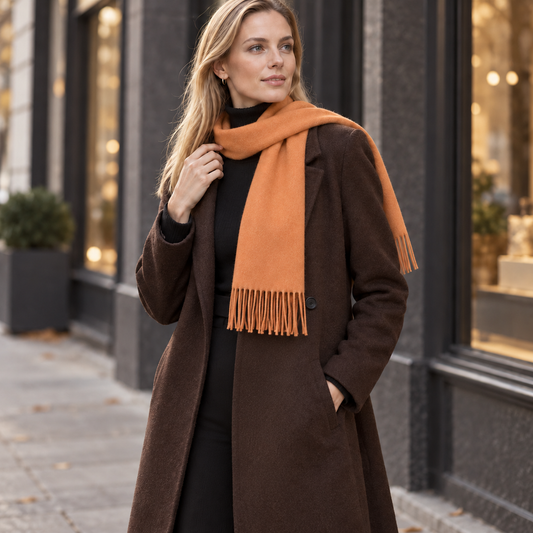 Luxury Pure Cashmere Scarf - Orange / 180x30cm