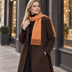 Luxury Pure Cashmere Scarf - Orange / 180x30cm