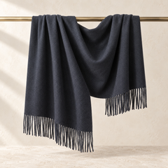 Luxury Pure Cashmere Scarf - Black / 200x70cm