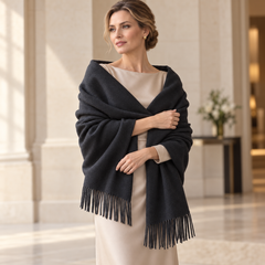 Luxury Pure Cashmere Scarf - Black / 200x70cm