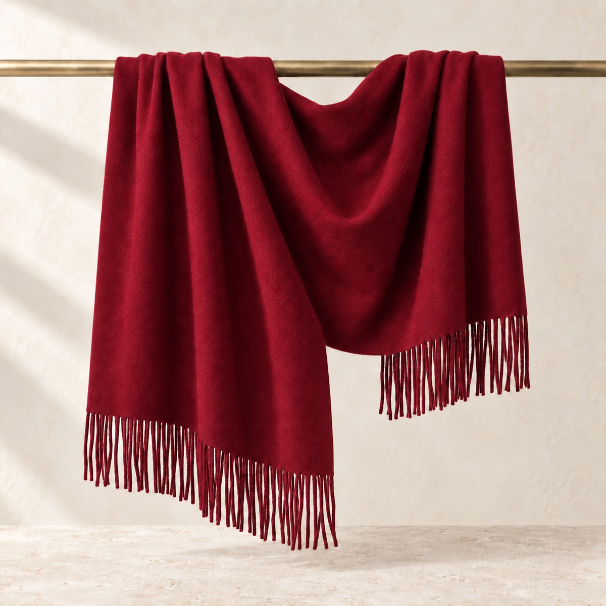 Luxury Pure Cashmere Scarf - Burgundy / 200x70cm