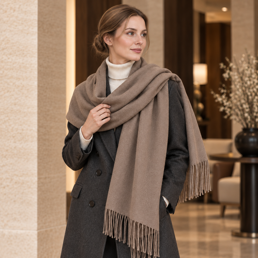 Écharpe de luxe en pur cachemire - Beige taupe / 200x70cm