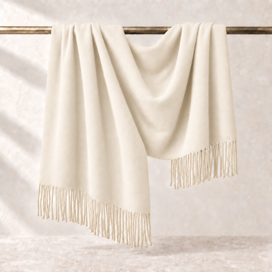 Écharpe Luxe Pur Cachemire - Blanc Crème / 200x70cm