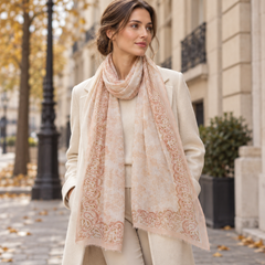 Aurelia Featherlight Cashmere Stole – Blush Paisley