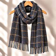 100% Mongolian Wool Check Scarf