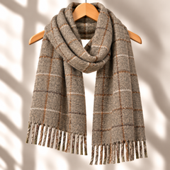 100% Mongolian Wool Check Scarf