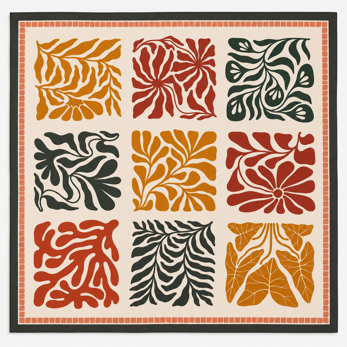 100% Silk Square Scarf 54x54 cm - Abstract Botanicals