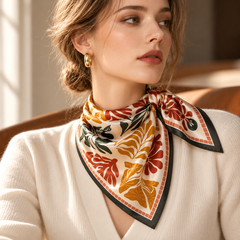 100% Silk Square Scarf 54x54 cm - Abstract Botanicals