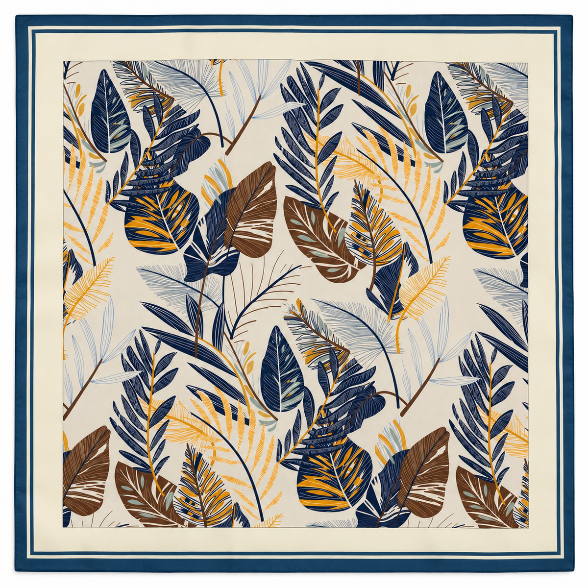100% Silk Square Scarf 54x54 cm - Tropical Foliage