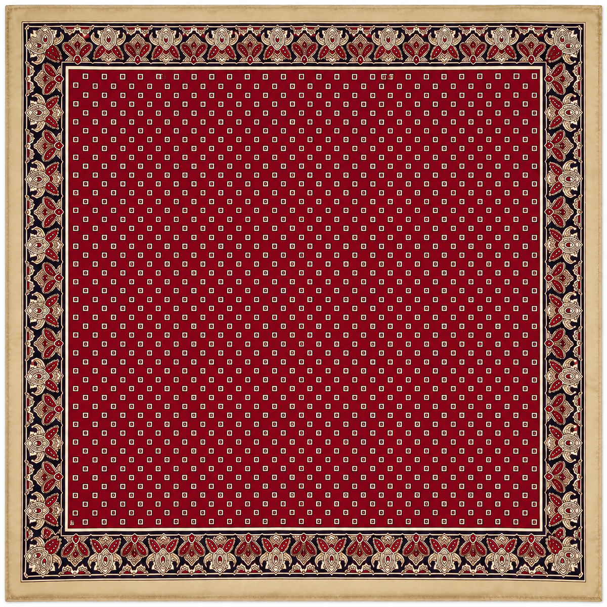 100% Silk Square Scarf 54x54 cm - Burgundy Mosaic