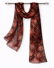 100% Silk Paisley Long Scarf - Italian En Fleurs 176x44cm